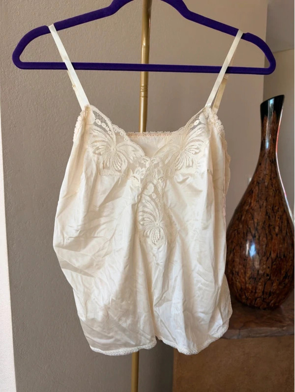 Wonder Maid Vintage Camisole Cream Nylon Lace Slip Top ILGWU Union Made